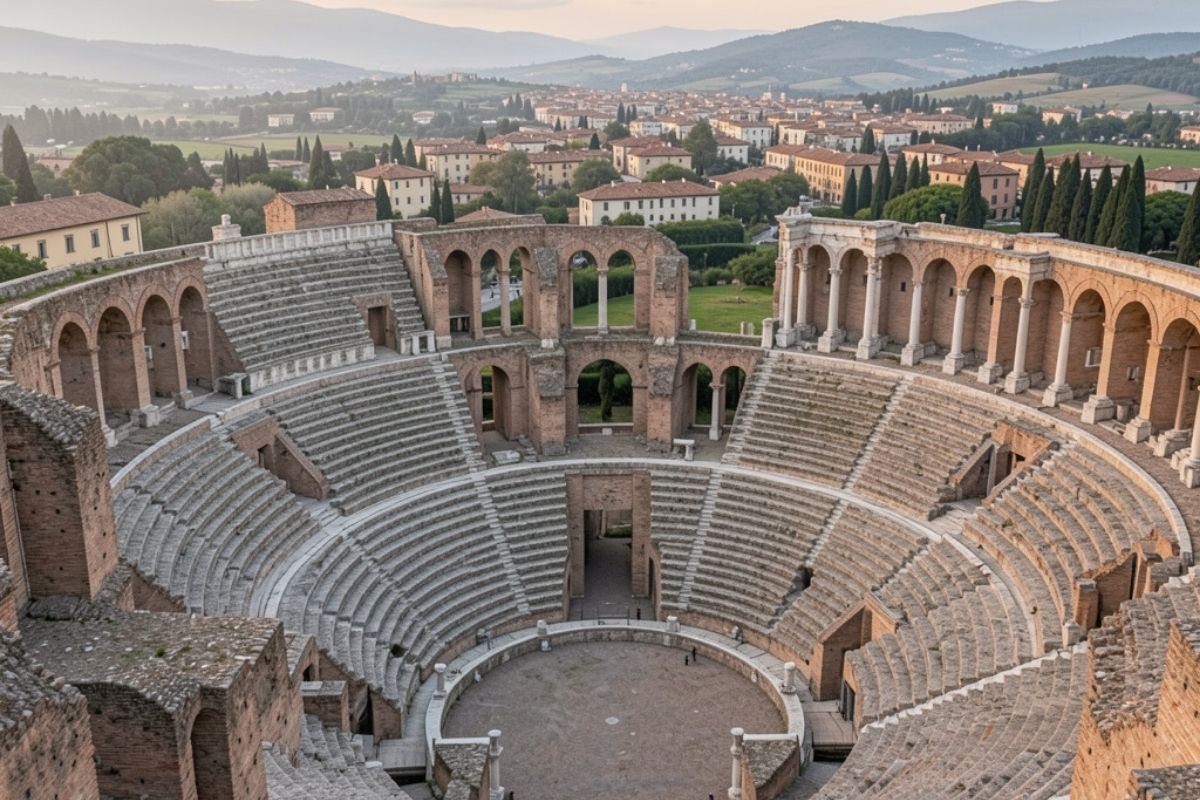 Immagine dell'anfiteatro romano di Larino, con vista panoramica sulla città